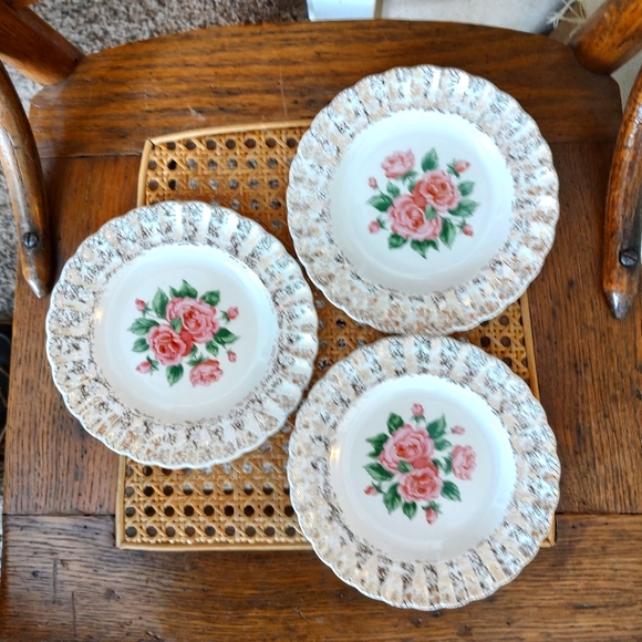 American Limoges Other - Vintage 22 K Gold trim rose Bread and butter plates.